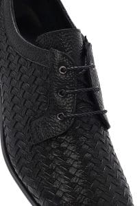 کفش مردانه چرم مشکی بندی بافت‌دار کژوال دری مد