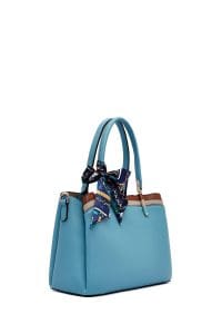 کیف زنانه دستی آبی بند بلند با اکسسوری دری مد