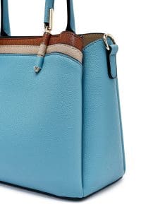 کیف زنانه دستی آبی بند بلند با اکسسوری دری مد