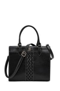 کیف زنانه دستی بند بلند مشکی طرح‌دار دری مد