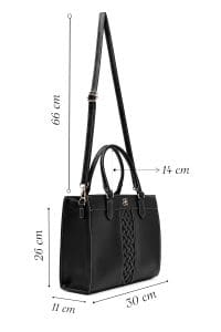 کیف زنانه دستی بند بلند مشکی طرح‌دار دری مد