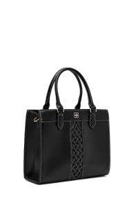 کیف زنانه دستی بند بلند مشکی طرح‌دار دری مد