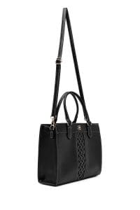 کیف زنانه دستی بند بلند مشکی طرح‌دار دری مد