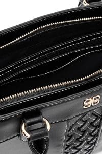 کیف زنانه دستی بند بلند مشکی طرح‌دار دری مد