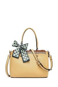 کیف زنانه دستی زرد بند بلند با اکسسوری دری مد