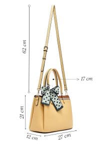 کیف زنانه دستی زرد بند بلند با اکسسوری دری مد