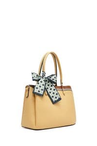 کیف زنانه دستی زرد بند بلند با اکسسوری دری مد