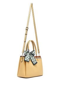 کیف زنانه دستی زرد بند بلند با اکسسوری دری مد