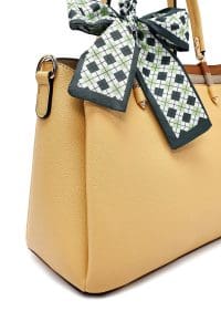 کیف زنانه دستی زرد بند بلند با اکسسوری دری مد