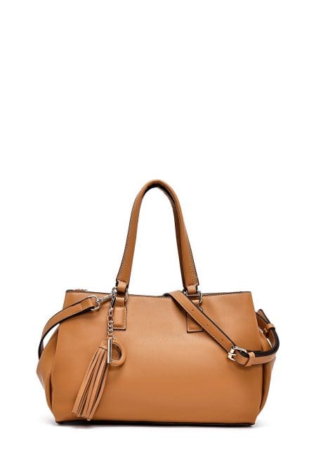 کیف زنانه دستی عسلی بند بلند دری مد