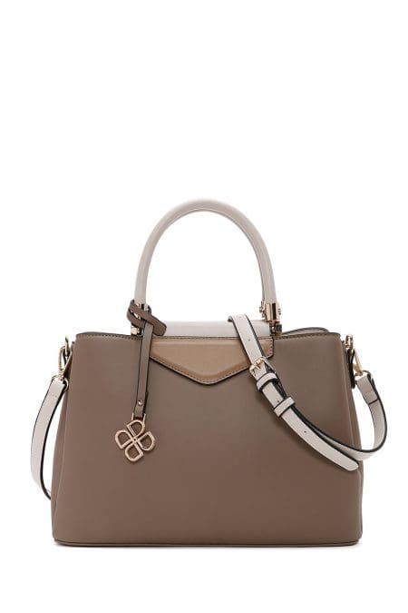 کیف زنانه دستی قهوه‌ای بند بلند دری مد