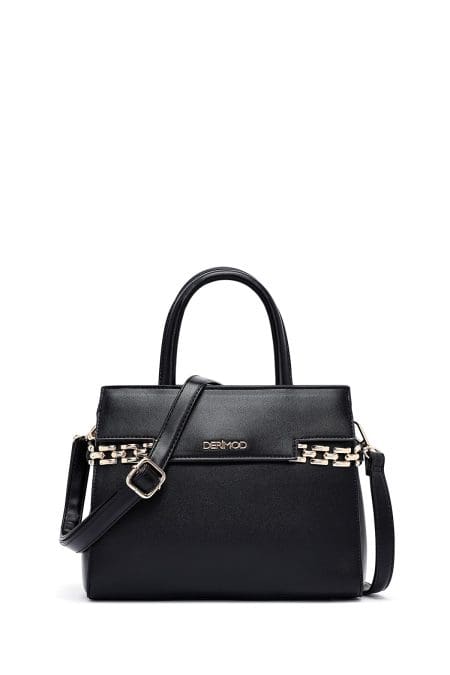 کیف زنانه دستی مشکی بند بلند با زنجیر دری مد