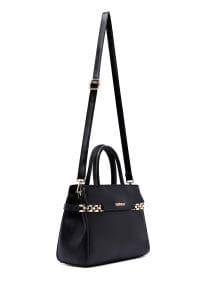 کیف زنانه دستی مشکی بند بلند با زنجیر دری مد