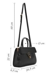 کیف زنانه دستی مشکی بند بلند دری مد