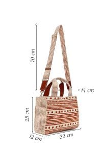 کیف زنانه دستی پارچه‌ای طرح‌دار عسلی چاپ سنگی Kastamonu بند بلند دری مد