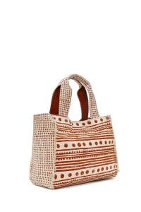 کیف زنانه دستی پارچه‌ای طرح‌دار عسلی چاپ سنگی Kastamonu بند بلند دری مد