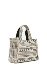 کیف زنانه دستی پارچه‌ای طرح‌دار مشکی چاپ سنگی Kastamonu بند بلند دری مد