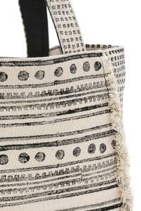 کیف زنانه دستی پارچه‌ای طرح‌دار مشکی چاپ سنگی Kastamonu بند بلند دری مد