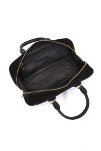 کیف زنانه دستی چرم جیر مشکی بند بلند دری مد