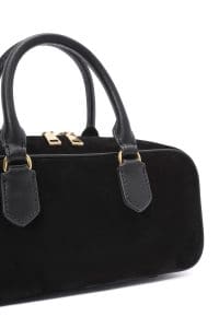 کیف زنانه دستی چرم جیر مشکی بند بلند دری مد