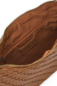 کیف زنانه دوشی عسلی طرح بافت دری مد