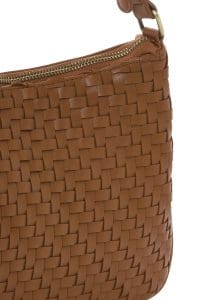 کیف زنانه دوشی عسلی طرح بافت دری مد