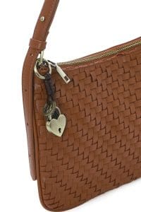 کیف زنانه دوشی عسلی طرح بافت دری مد