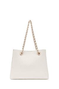 کیف زنانه دوشی کرم بند بلند چاپ‌دار دری مد