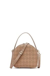 کیف زنانه مینی دستی عسلی بند بلند چاپ‌دار دری مد