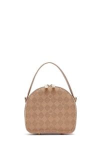 کیف زنانه مینی دستی عسلی بند بلند چاپ‌دار دری مد