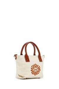 کیف زنانه مینی دستی پارچه‌ای طرح‌دار عسلی چاپ سنگی Kastamonu بند بلند دری مد