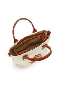 کیف زنانه مینی دستی پارچه‌ای طرح‌دار عسلی چاپ سنگی Kastamonu بند بلند دری مد