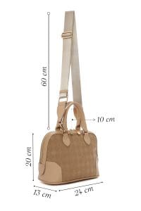 کیف زنانه کراس‌بادی قهوه‌ای بند بلند چاپ‌دار دری مد