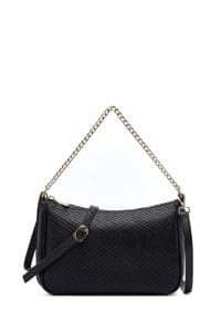 کیف زنانه کراس‌بادی مشکی بند بلند کاپیتونه دری مد