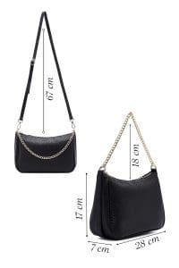 کیف زنانه کراس‌بادی مشکی بند بلند کاپیتونه دری مد