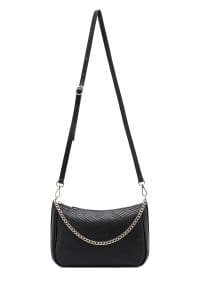 کیف زنانه کراس‌بادی مشکی بند بلند کاپیتونه دری مد