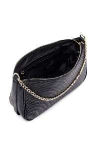 کیف زنانه کراس‌بادی مشکی بند بلند کاپیتونه دری مد