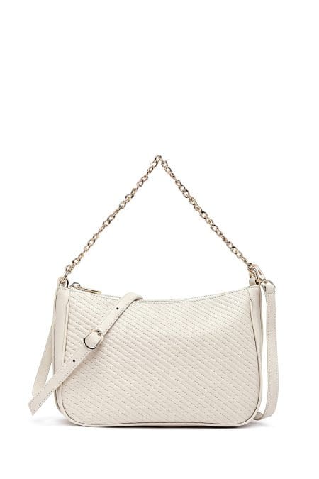 کیف زنانه کراس‌بادی کرم بند بلند کاپیتونه دری مد