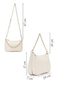 کیف زنانه کراس‌بادی کرم بند بلند کاپیتونه دری مد