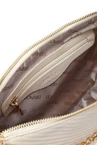 کیف زنانه کراس‌بادی کرم بند بلند کاپیتونه دری مد