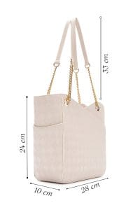 کیف زنانه کرم چاپ‌دار دوشی دری مد