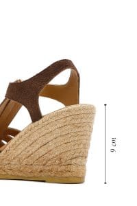 اسپادریل زنانه جیر چرمی قهوه‌ای با زیپ و پاشنه لژ دری مد