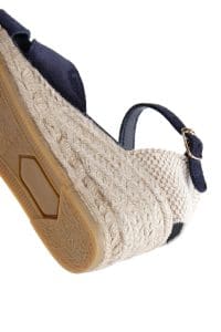 اسپادریل صندل زنانه جیر چرمی سرمه‌ای بندی با پاشنه لژ دری مد