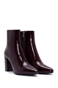 بوت زنانه بُردو براق پاشنه‌بلند زیپ‌دار Derimod Gritti