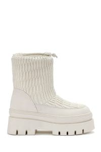 بوت پارچه ای زیره ضخیم کرم زنانه دری مد