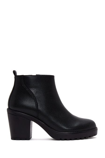 بوت پاشنه ضخیم مشکی زیپ دار زنانه دری مد