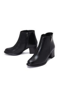 بوت پاشنه ضخیم مشکی زیپ دار زنانه دری مد