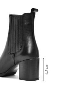 بوت چرم زنانه پاشنه ضخیم مشکی دری مد