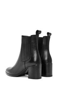 بوت چرم زنانه پاشنه ضخیم مشکی دری مد