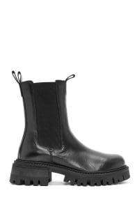 بوت چرم زیره ضخیم مشکی زنانه چلسی دری مد